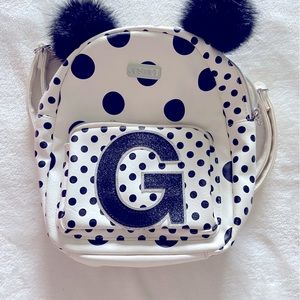 Leather Black/White Mini Backpack